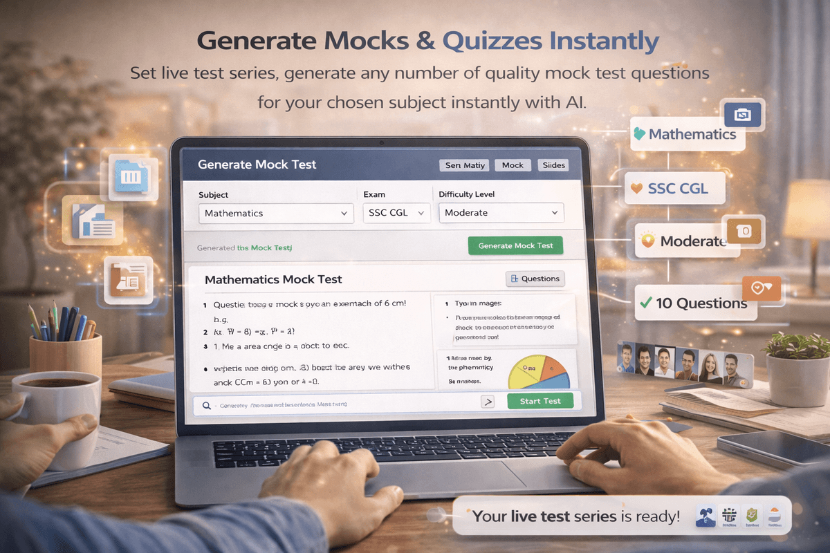 AI-powered mock test generator for UPSC SSC banking exams with detailed solutions